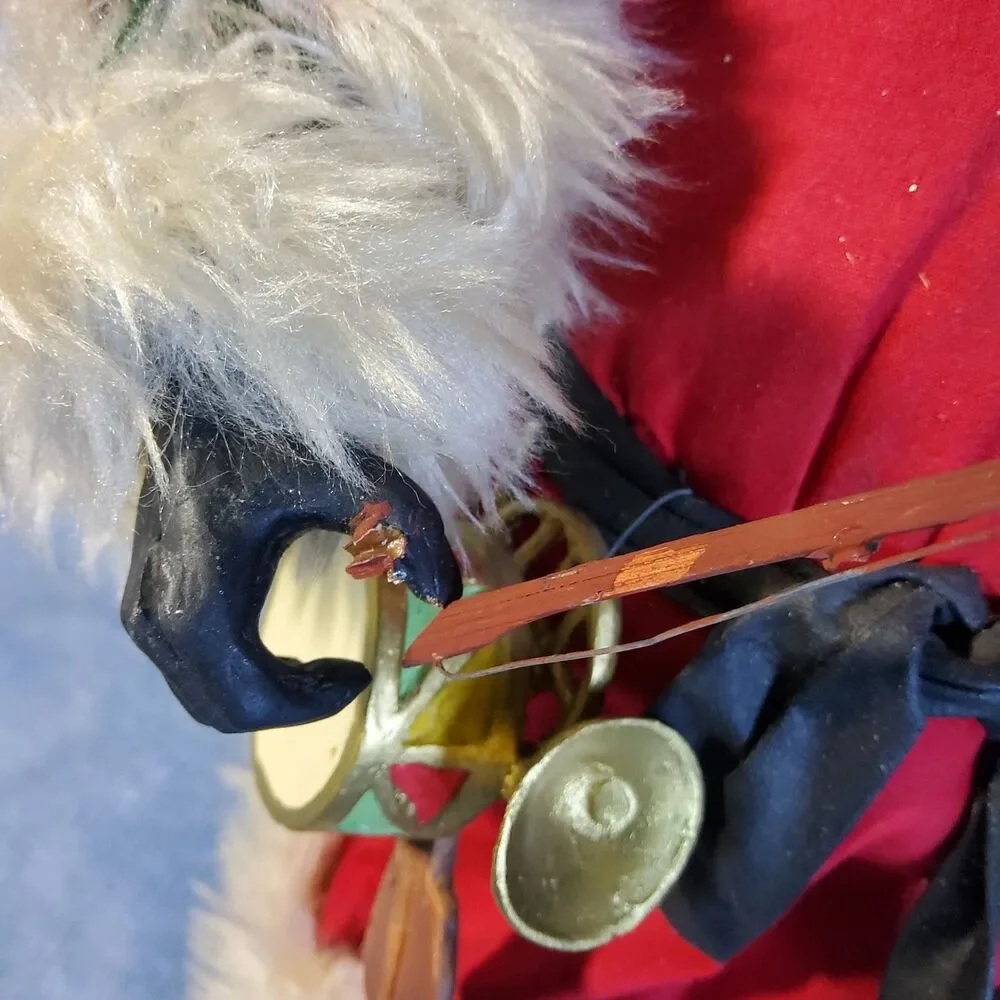 Vintage Santa Claus Figurine Playing Violin Fiddle Toy Sack Philippines **FLAW**